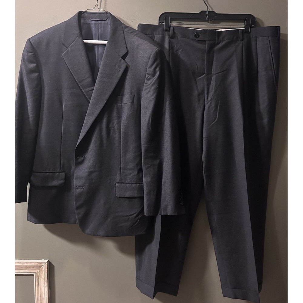 Loro Piana Hickey Freeman Boardroom Four Seasons Super 120s Gray 2pc Suit 46R